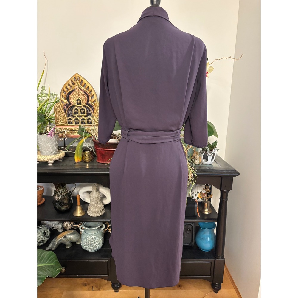 Wilfred Aritzia purple wrap dress shawl collar high low hem size 4 Plum Crepe - Picture 11 of 11